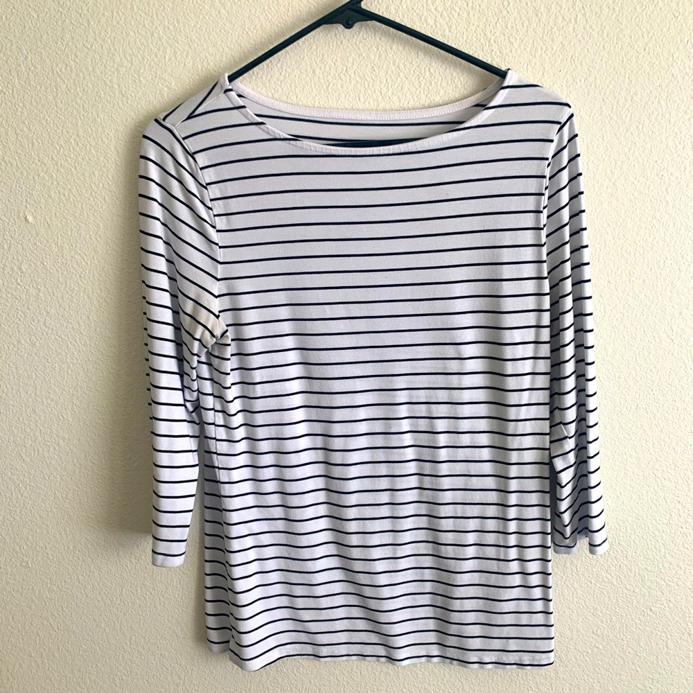 Stripe Crew Neck 3/4 Sleeve Shirt